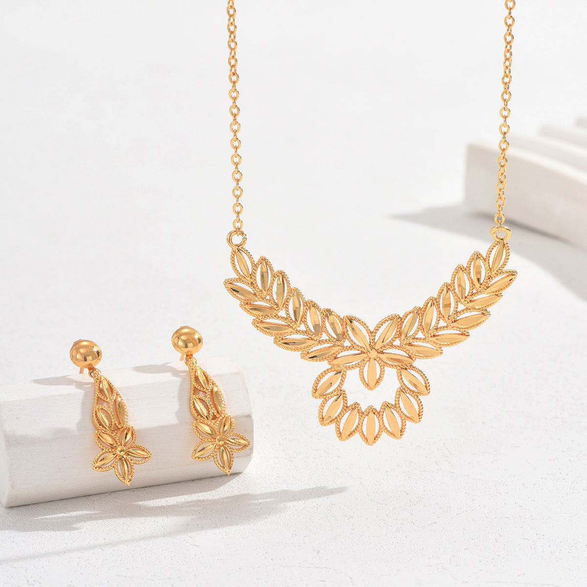 Flora | Vivienne Gold Necklace and Earrings Set